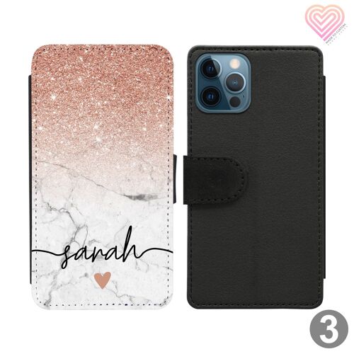 Vein Marble Collection Personalised Flip Wallet Phone Case - 3