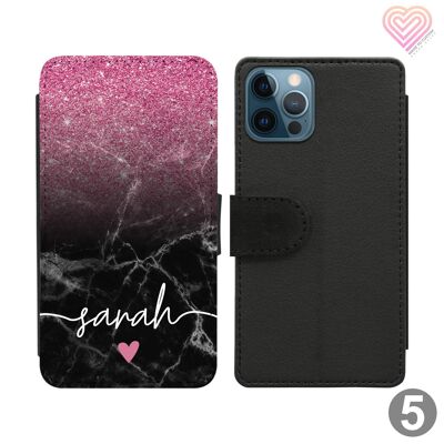 Vein Marble Collection Personalised Flip Wallet Phone Case - 5