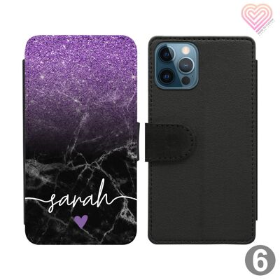 Vein Marble Collection Personalised Flip Wallet Phone Case - 6