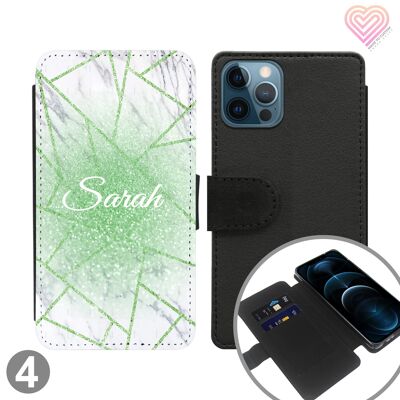 Estuche para teléfono tipo billetera con tapa personalizada de la colección Split Marble - 4