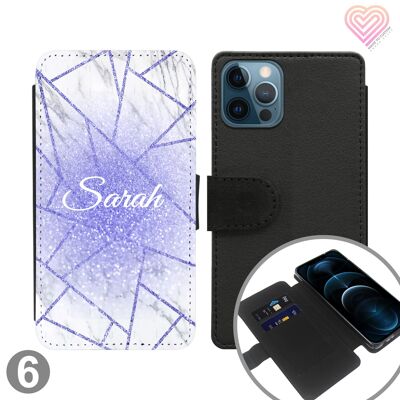 Estuche para teléfono tipo billetera con tapa personalizada de la colección Split Marble - 6