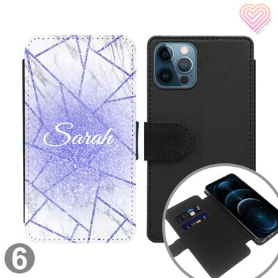 Split Marble Collection Personalised Flip Wallet Phone Case - 6