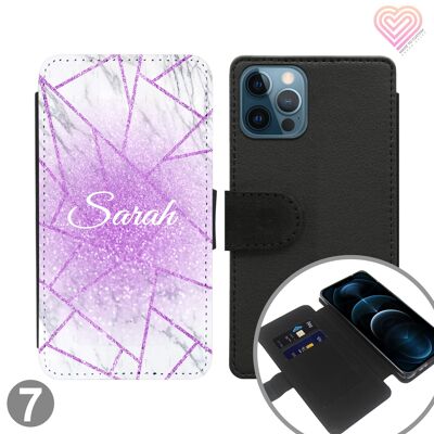 Estuche para teléfono tipo billetera con tapa personalizada de la colección Split Marble - 7