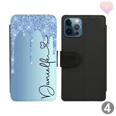 Glitter Drip Print Collection Personalised Flip Wallet Phone Case - 4