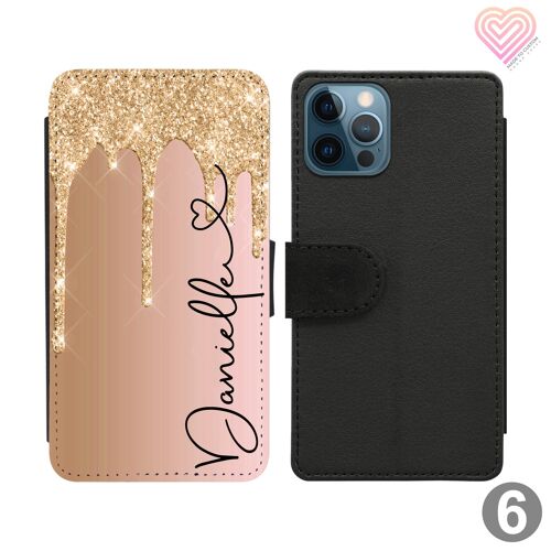 Glitter Drip Print Collection Personalised Flip Wallet Phone Case - 6