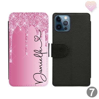 Glitter Drip Print Collection Personalised Flip Wallet Phone Case - 7