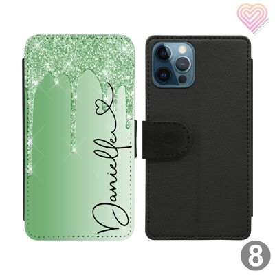Glitter Drip Print Collection Personalised Flip Wallet Phone Case - 8