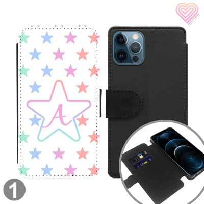 Custodia per telefono a portafoglio con flip personalizzata Star Heart Collection - 1