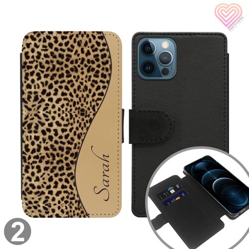 Leopard Print Collection Personalised Flip Wallet Phone Case - 2
