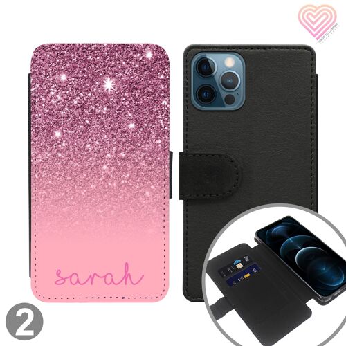 Glitter Print Collection Personalised Flip Wallet Phone Case - 2