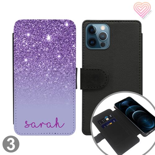 Glitter Print Collection Personalised Flip Wallet Phone Case - 3