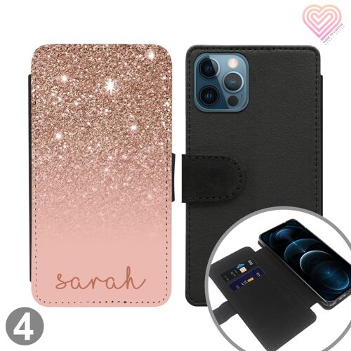 Glitter Print Collection Personalised Flip Wallet Phone Case - 4