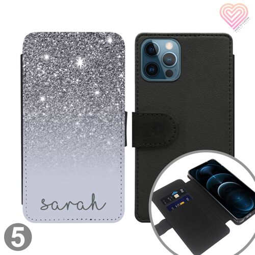 Glitter Print Collection Personalised Flip Wallet Phone Case - 5