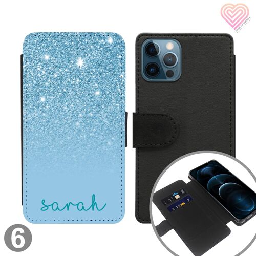 Glitter Print Collection Personalised Flip Wallet Phone Case - 6