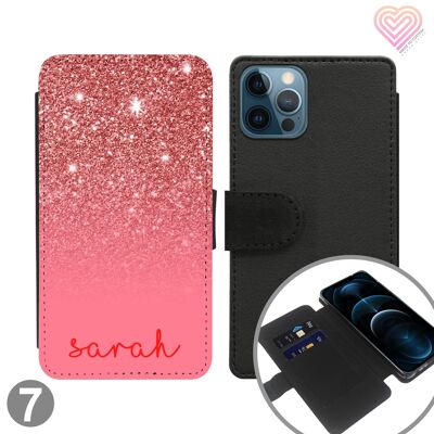 Glitter Print Collection Personalised Flip Wallet Phone Case - 7