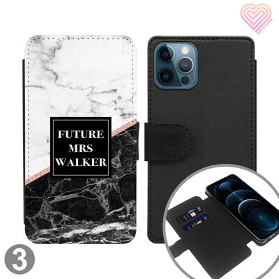 Marble Shape Personalised Flip Wallet Phone Case - 3
