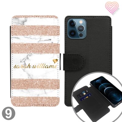 Personalisierte Flip Wallet Phone Case in Marmorform - 9