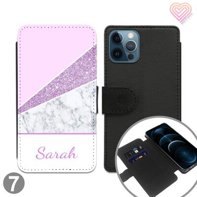 Split Marble Personalised Flip Wallet Phone Case - 7