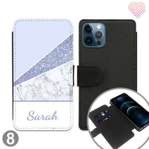 Split Marble Personalised Flip Wallet Phone Case - 8