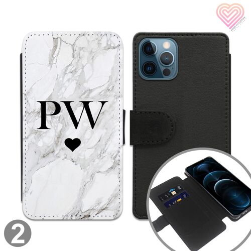 Marble Collection Personalised Flip Wallet Phone Case - 2