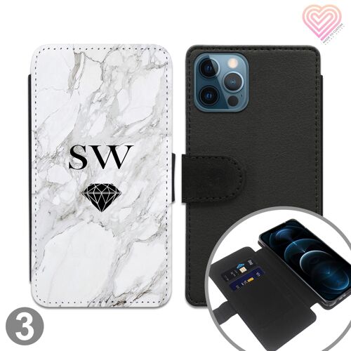 Marble Collection Personalised Flip Wallet Phone Case - 3