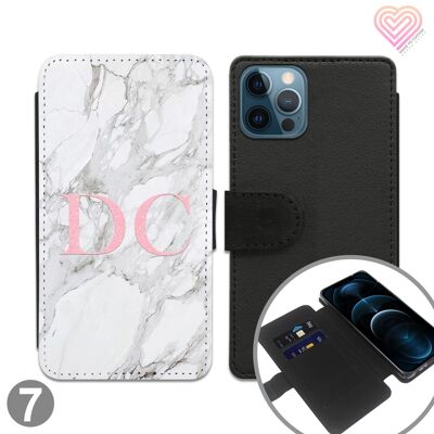 Marble Collection Personalised Flip Wallet Phone Case - 7