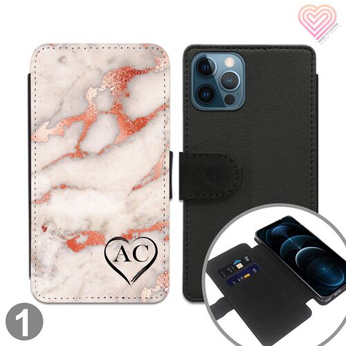 Marble Personalised Flip Wallet Phone Case - 1