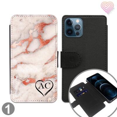 Personalisierte Flip Wallet Phone Case aus Marmor - 1