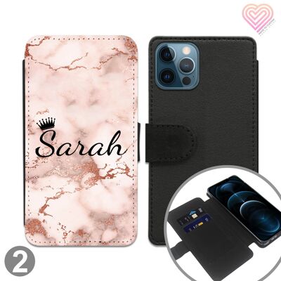 Personalisierte Flip Wallet Phone Case aus Marmor - 2