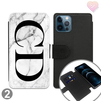 Grauer weißer Marmor personalisierte Flip Wallet Phone Case - 2