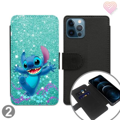 Cartoon Mouse Stitch Mermaid Flip Wallet Phone Case - 2