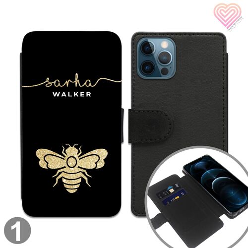 Queen Bee Personalised Flip Wallet Phone Case Style 1 - 1