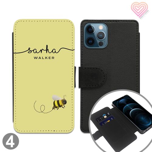 Queen Bee Personalised Flip Wallet Phone Case Style 1 - 4