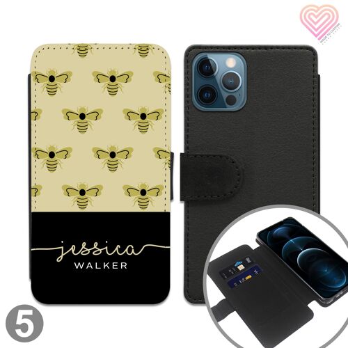 Queen Bee Personalised Flip Wallet Phone Case Style 1 - 5