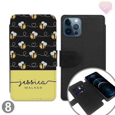 Queen Bee Personalised Flip Wallet Phone Case Style 1 - 8