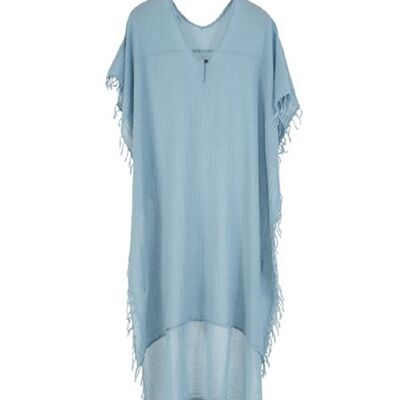 Caftan en coton Smyrna, bleu, taille unique