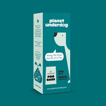 60 sacs à déjections canines compostables Planet Underdog - Boîte verte 1