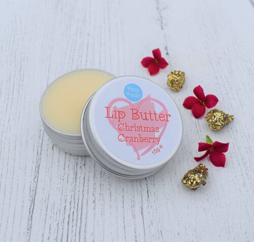 Christmas Cranberry Lip Butter, Luxury Lip Balm in screw tin