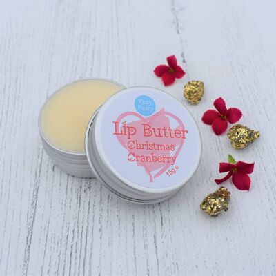Christmas Cranberry Lip Butter, Baume à lèvres de luxe en boîte à vis