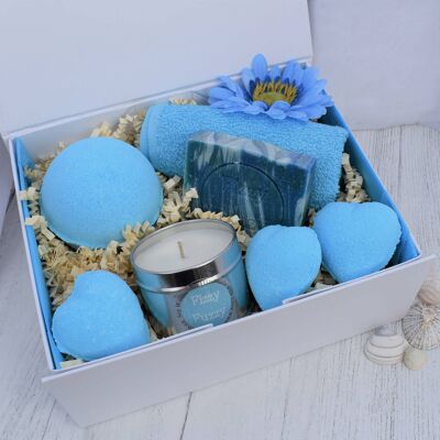 Blue Ocean Luxury Git Set Bombe da bagno, sapone, candela