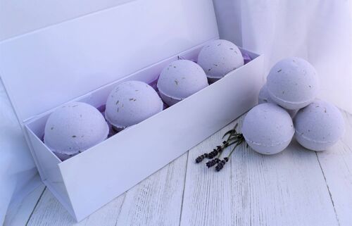 Lovely Lavender Bath Bomb Gift Box Set. 4 x Luxury Large