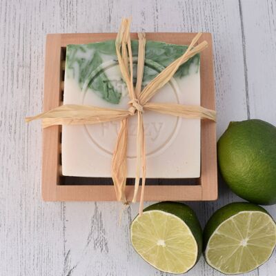 Set di sapone gin & tonic fatto a mano e portasapone in legno.