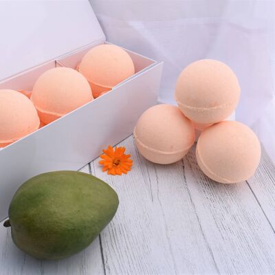 Mellow Mango Handmade Bath Bombs x 4 in gift box.