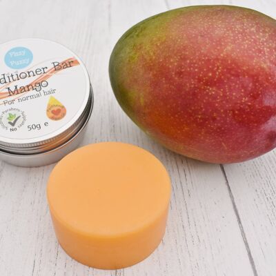Solid Conditioner Bar in tin. Mango. For normal hair.