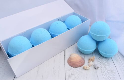 Blue Ocean Bath Bombs x 4 in gift box.  Bath Bomb gift set.