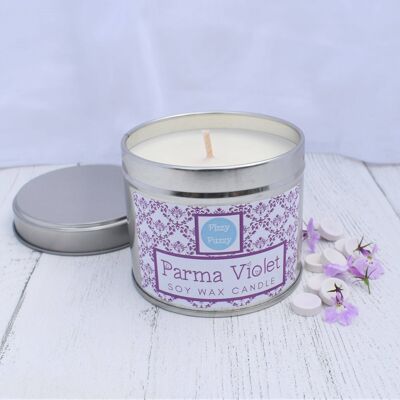 Parma Violet Luxury Soy Wax Candle in Tin. Large 200g.