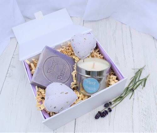 Lavender Spa Set Gift Box with Handmade Bath Bombs