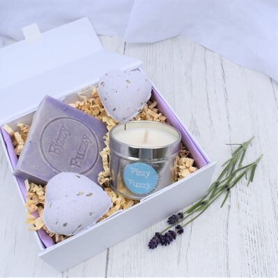 Lavender Spa Set Gift Box with Handmade Bath Bombs