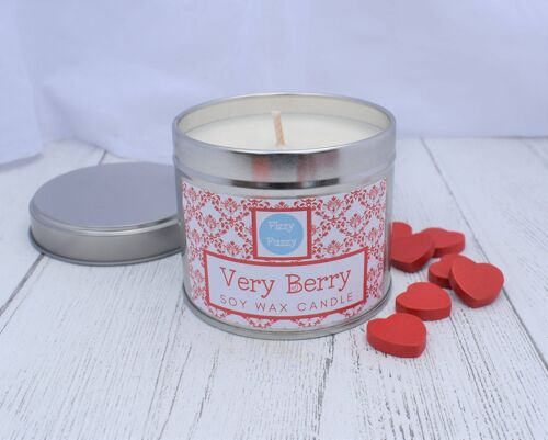 Very Berry Luxury Soy Wax Candle in Tin. Large 200g.