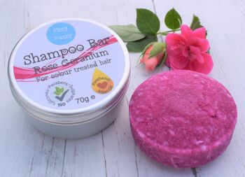 Barre de shampoing. Géranium rosat pour cheveux ternes ou colorés. 1